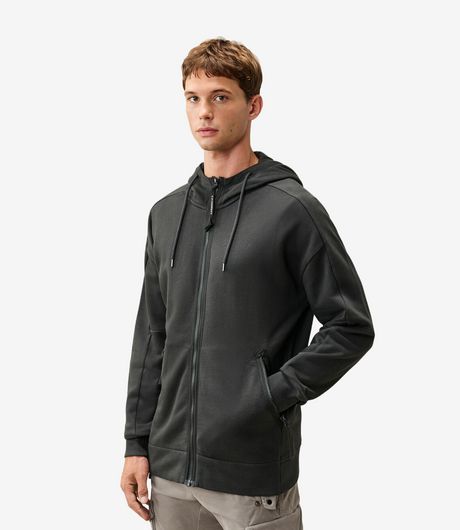 C.P. Company Diagonal Raised Fleece Goggle Zip Sweatshirt Raven
