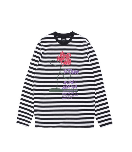 Stussy Flower Stripe LS Crew Black
