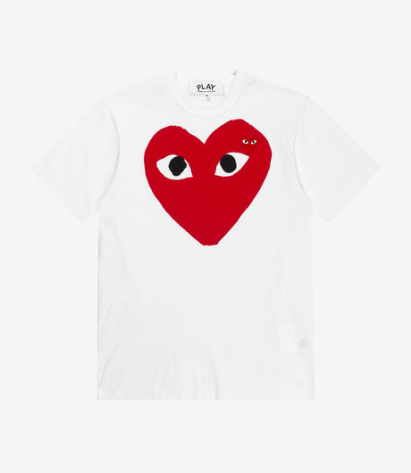Comme des Garçons Play Large Double Heart Logo Tee White