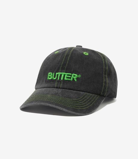 Butter Goods Rounded Logo 6 Panel Cap Washed Black