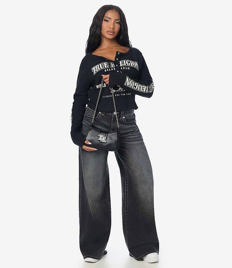 True Religion TR Chain Strap Handbag Jet Black
