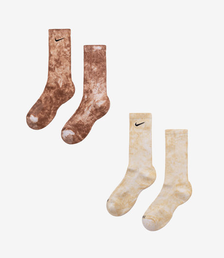 Nike Everyday Plus Cushioned Tie-Dye Crew Socks 2-Pack Brown/Beige