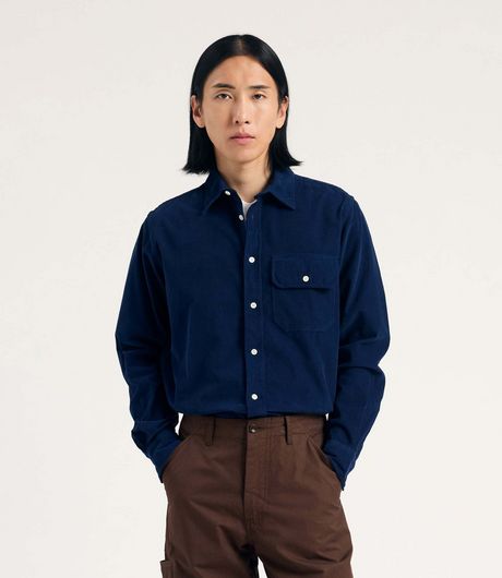 Norse Projects Algot Relaxed Micro Cord Shirt Dark Navy