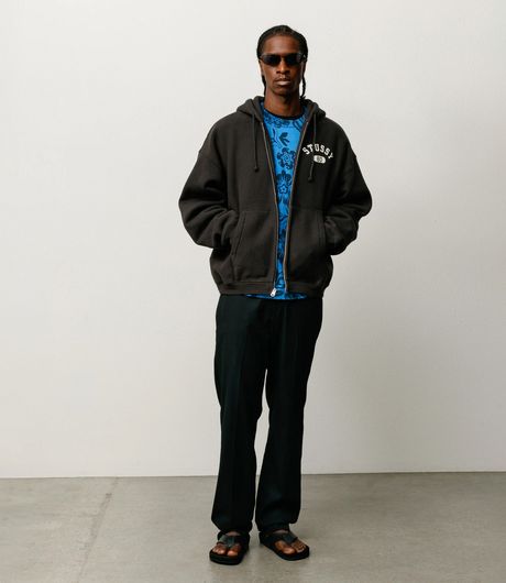 Stussy Varsity Zip Hood Washed Black