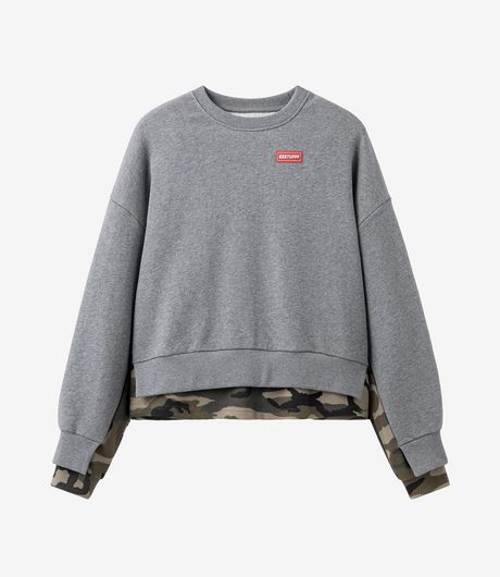 SSSTUFFF Layered Camo Crewneck Grey