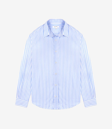 Sporty & Rich SRC Embroidered Button Down Shirt White/Sky Blue Large Stripe/White