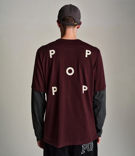 POP Trading Company Logo Sleeve T-Shirt Fudge/Charcoal Heather