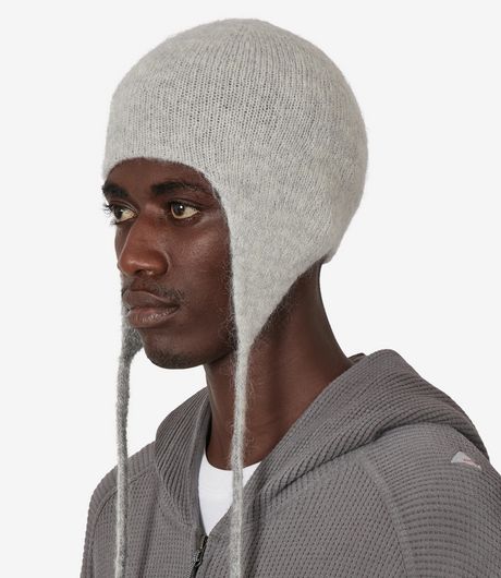 ROA Logo Mohair Bonnet Beanie White Grey