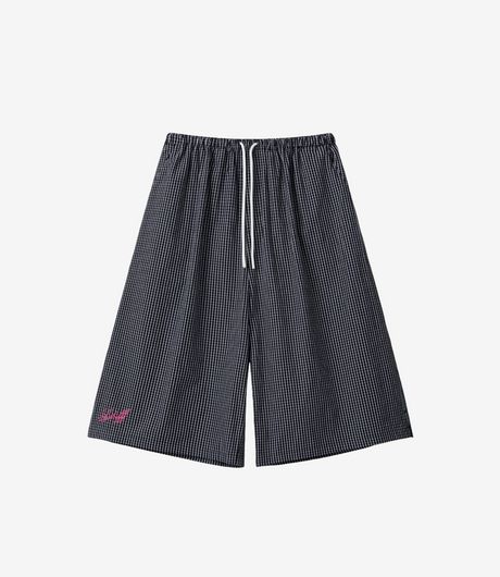 SSSTUFFF Logo Bermuda Shorts Black Checked