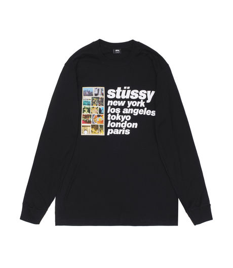 Stussy Italic Collage LS Tee Black