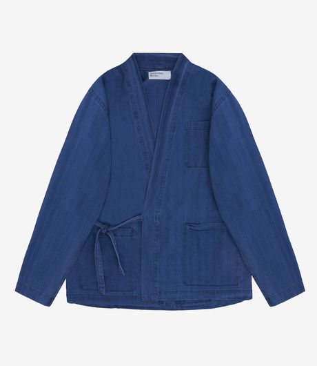 Universal Works Kyoto Work Jacket Herringbone Denim Washed Indigo