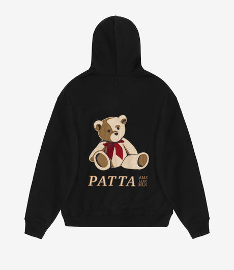 Patta Teddy Bear Boxy Hooded Sweater Black