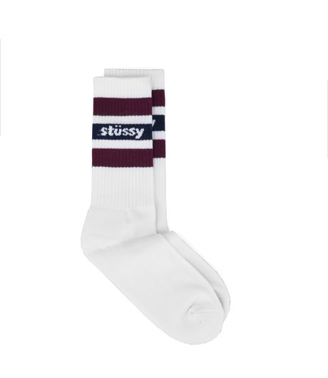 Stussy Stripe Crew Socks White