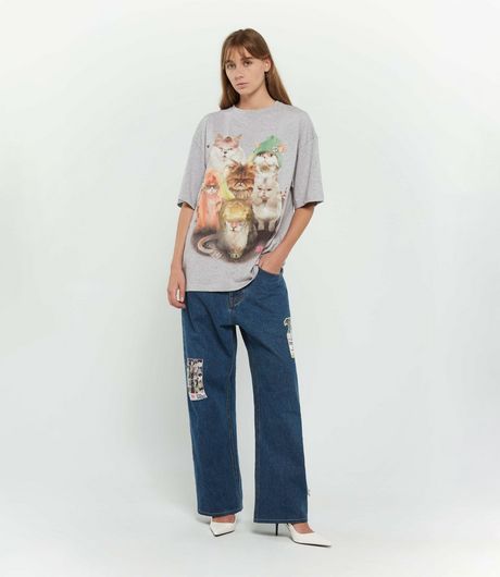 SSSTUFFF Punks Cat Tee Grey