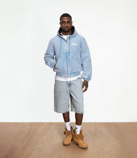 Patta Peace Canvas Hooded Jacket Light Blue Denim