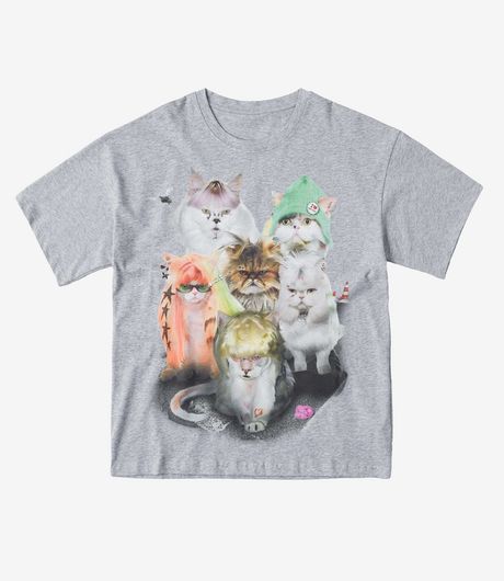 SSSTUFFF Punks Cat Tee Grey