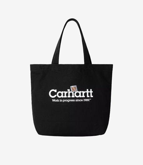 Carhartt WIP Canvas Graphic Tote Large Label Script Print Black