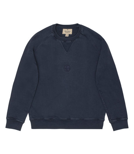 Nigel Cabourn Embroidered Logo Crew Pigment Dye Black Navy