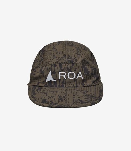ROA Bri Melted Print Open Weave Cap Dark Olive