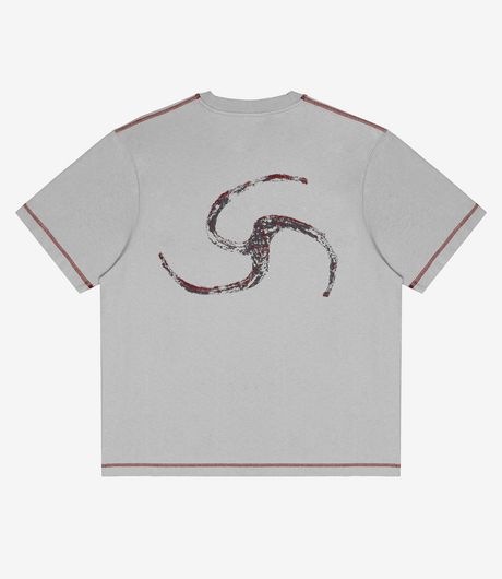 ROA Sticks Stitch Organic T-Shirt Light Grey