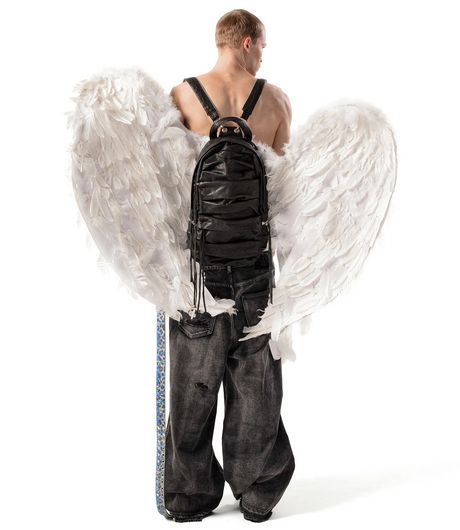 Racer Worldwide Split Strap Leather Backpack Black