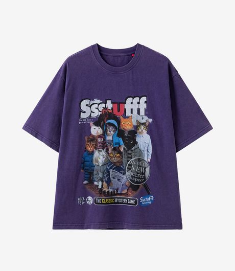 SSSTUFFF Mystery Cats Tee Navy