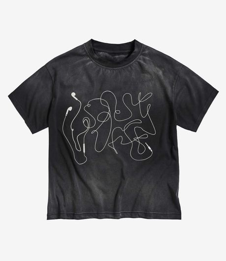 SSSTUFFF Headphones Cable Raglan Tee Black