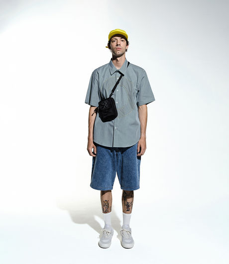 POP Trading Company O SS Gingham Shirt Green/White