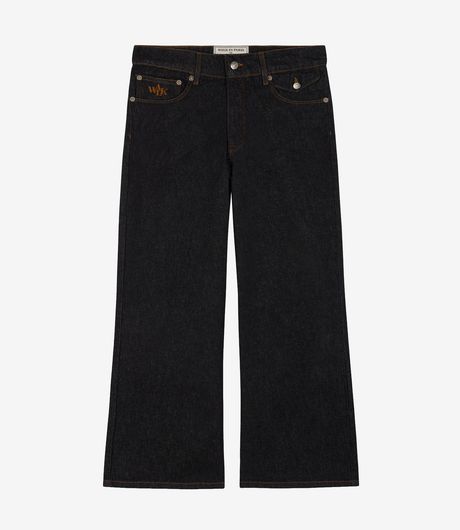 Walk In Paris Raw Denim Flare Trousers Black