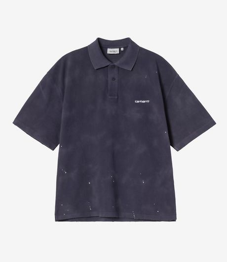 Carhartt WIP S/S Painter Polo Garment Washed Pique Dark Navy Destroy Wash Splatter
