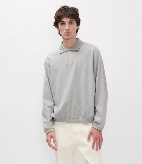Norse Projects Sylane Relaxed Light Pile Jersey Polo Grey Melage