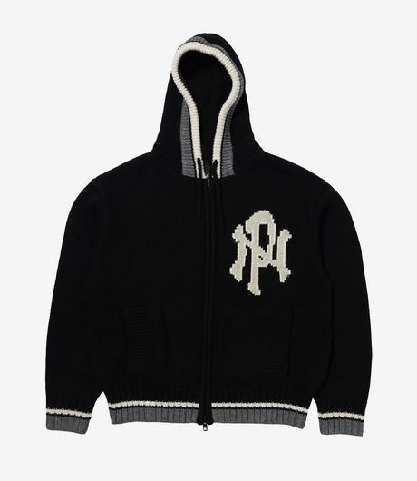 No Problemo NYP Varsity Zip Through Knit Black