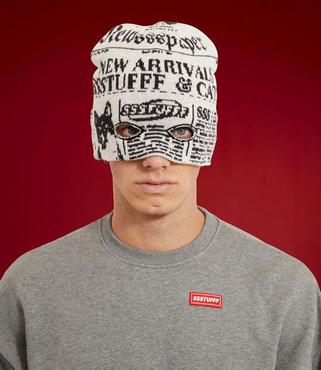 SSSTUFFF Newspaper Spy Beanie Grey