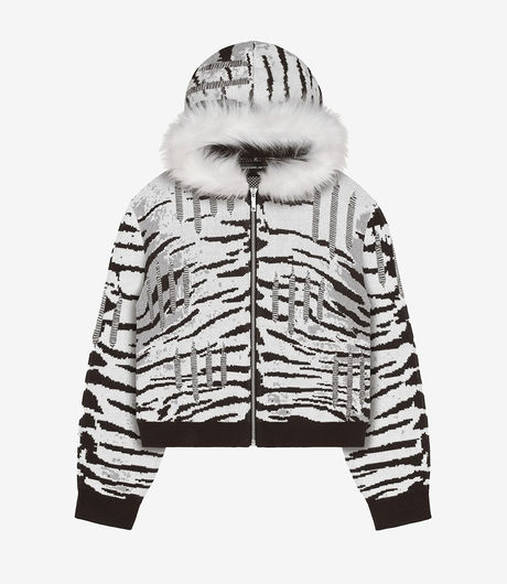 Racer Worldwide Snow Tiger Knit Hoodie Black/White
