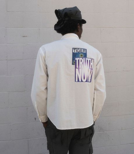 Brain Dead Truth Now Seersucker Shirt White