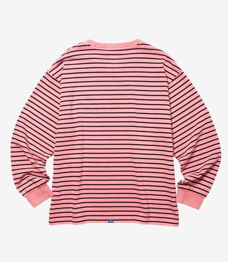 Liberaiders Garment Dyed Striped L/S Shirt Pink