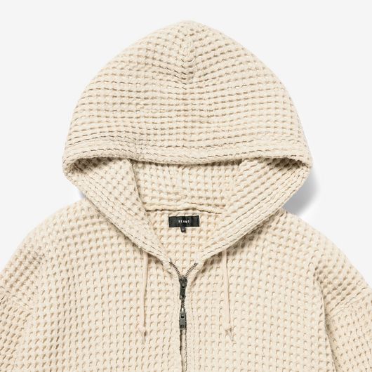 BEAMS Waffle Zip UP Hoodie Natural