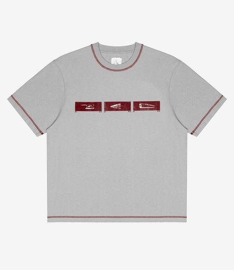 ROA Sticks Stitch Organic T-Shirt Light Grey