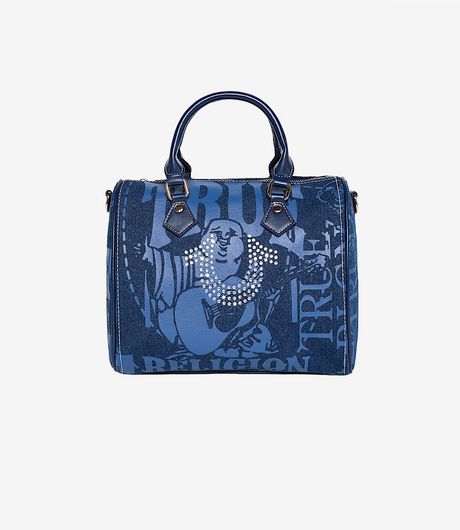 True Religion TR Buddha Denim Handbag Dark Wash