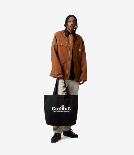 Carhartt WIP Canvas Graphic Tote Large Label Script Print Black
