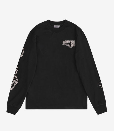 Carhartt WIP L/S Stronger T-Shirt Soot/White Garment Dyed