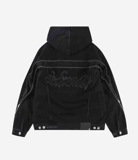 Unknown London Zip Denim Jacket Black