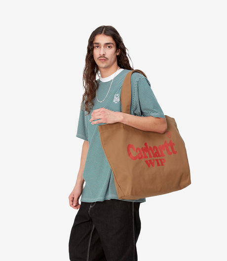 Carhartt WIP Canvas Graphic Tote Large Spree Print Hamilton Brown