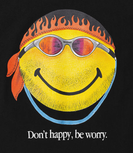 Market Smiley Don'T Happy, Be Worry T-Shirt Black
