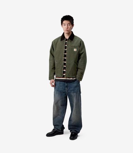 Carhartt WIP OG Detroit Jacket Dearborn Canvas Olive/Black Stone washed