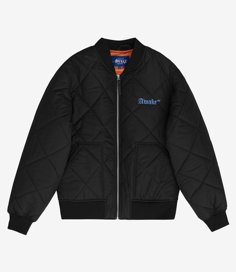 Awake NY Quilted Patch Bomber Jacket Black