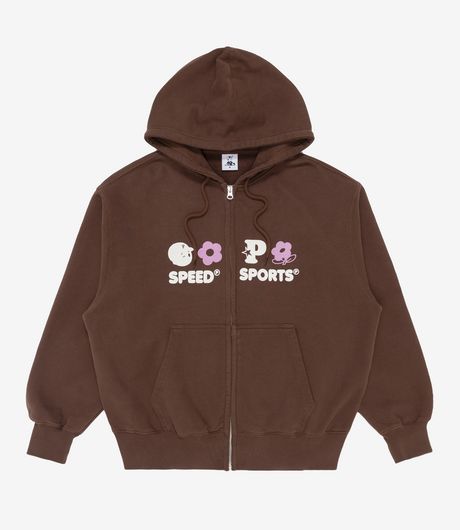 Pawa Speed Sports Multi Monogram Hooded Sweatshirt Chocolate