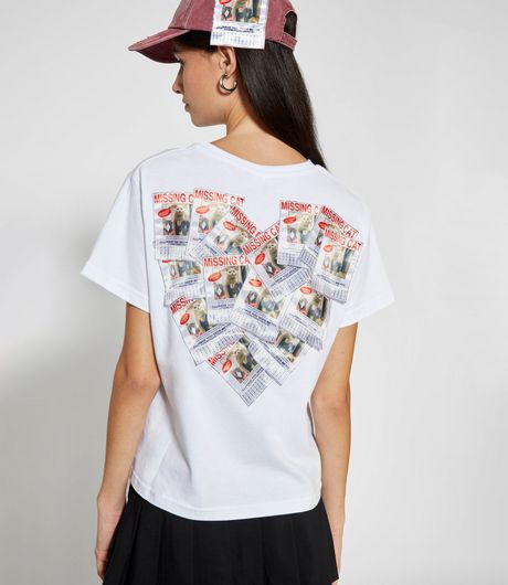 SSSTUFFF LED Missing Cat Tee White