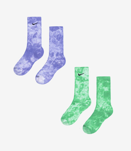 Nike Everyday Plus Cushioned Tie-Dye Crew Socks 2-Pack Purple/Green