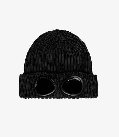 C.P. Company Extrafine Merino Wool Goggle Beanie Black